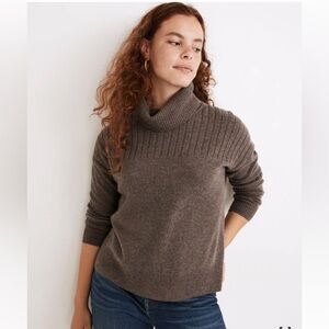 Madewell Wool Blend Knit Hickory Turtleneck Oversized Sweater Size XXL